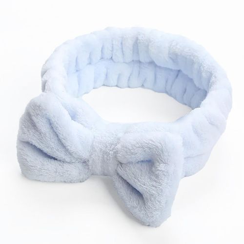 Bandeau Spa Pour Cheveux En Fourrure Polaire Uni Doux Bleu