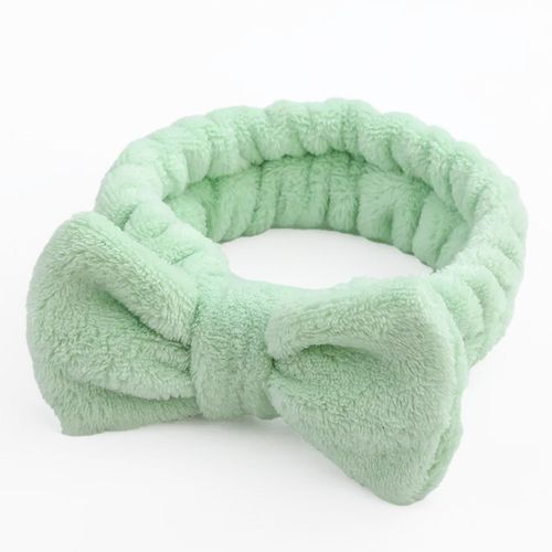 Bandeau Spa Pour Cheveux En Fourrure Polaire Uni Doux Vert