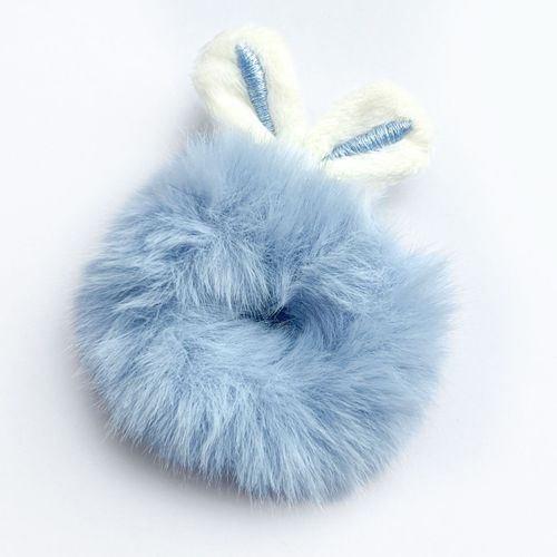 Chouchou Classique Pour Cheveux Fluffy Avec Oreilles De Lapin Bleu