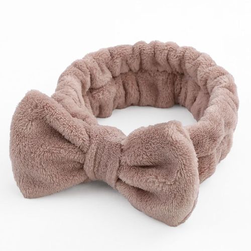Bandeau Spa Pour Cheveux En Fourrure Polaire Uni Doux Marron