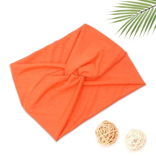 Bandeau Croisé Pour Cheveux En Coton Doux Uni Raffiné Orange Corail