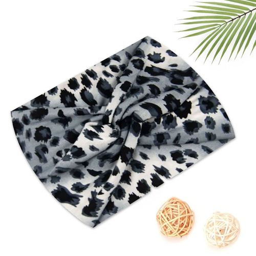 Bandeau Croisé Pour Cheveux En Coton Doux Imprimé Léopard Chic Gris