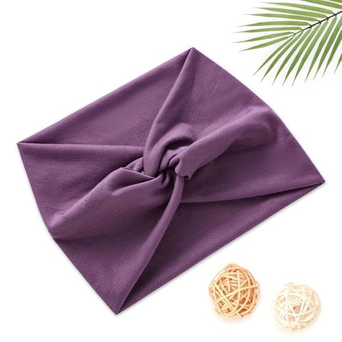 Bandeau Croisé Pour Cheveux En Coton Doux Uni Raffiné Violet
