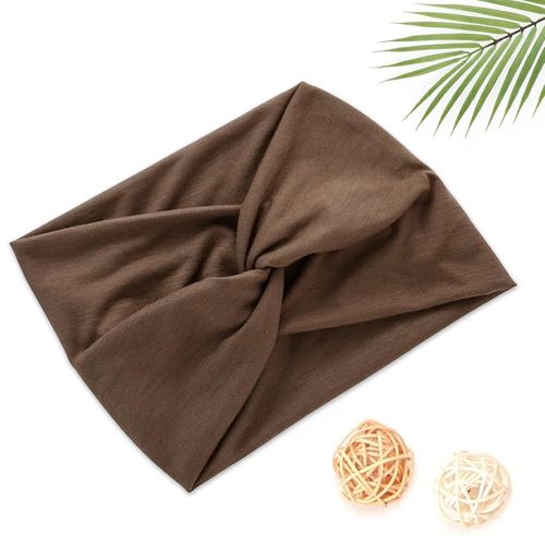 Bandeau Croisé Pour Cheveux En Coton Doux Uni Raffiné Chocolat