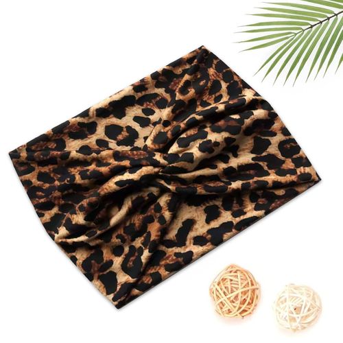 Bandeau Croisé Pour Cheveux En Coton Doux Imprimé Léopard Chic Brun