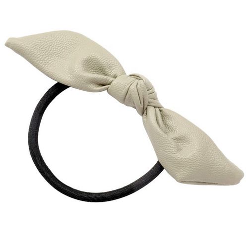 Élastique Casual Pour Cheveux À N?ud Papillon En Cuir Style Coréen Beige