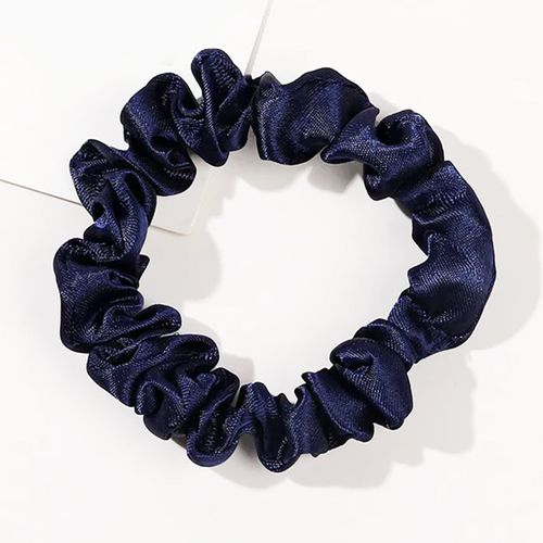 Chouchou Classique Pour Cheveux En Satin Plissé Minimaliste Bleu Marine