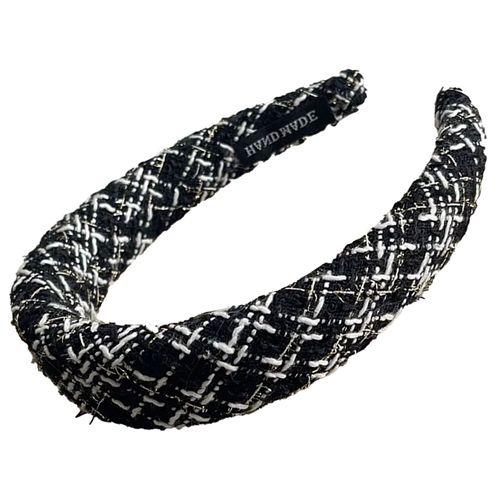Serre-Tête Large Pour Cheveux En Tweed Et Stras Rétro Chic Noir Et Blanc