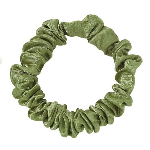 Chouchou Classique Pour Cheveux En Satin Plissé Minimaliste Vert