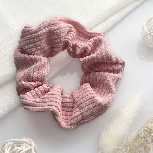 Chouchou Classique Pour Cheveux En Velours Côtelé Vintage Rose