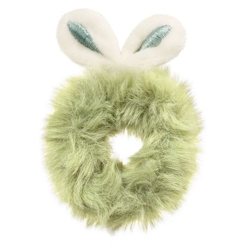 Chouchou Classique Pour Cheveux Fluffy Avec Oreilles De Lapin Vert