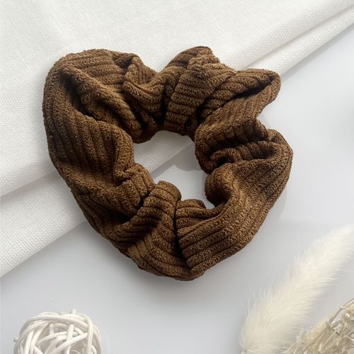 Chouchou Classique Pour Cheveux En Velours Côtelé Vintage Marron