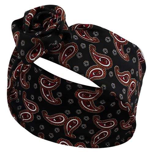 Bandeau Style Turban Pour Cheveux En Coton Imprimé Paisley Rétro Noir