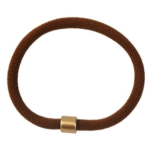 Élastique Torsadé Pour Cheveux Avec Embout Doré Minimaliste Marron Clair