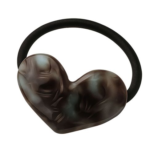 Élastique Casual Pour Cheveux À Manchon Poli C?ur D'opaline Gracieux Brun Cendré