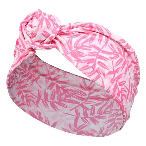 Bandeau Style Turban Pour Cheveux En Coton Imprimé Feuillages Tropical Rose Vif
