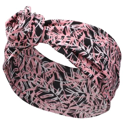 Bandeau Style Turban Pour Cheveux En Coton Imprimé Feuillages Tropical Rose