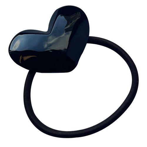 Élastique Casual Pour Cheveux À Manchon Poli C?ur D'opaline Gracieux Noir