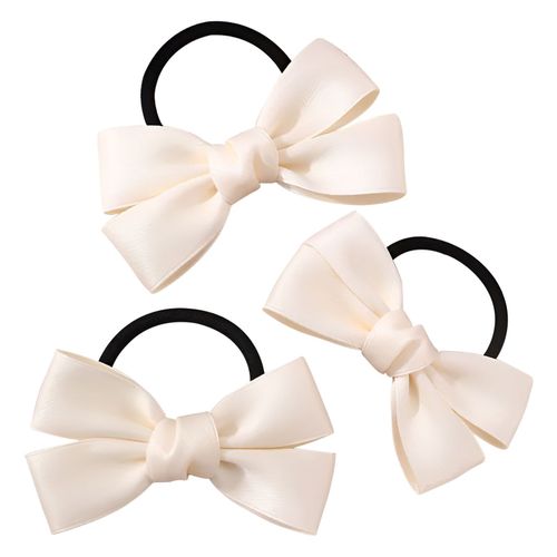 Lot De 3 Élastiques Casual Pour Cheveux Avec N?ud En Satin Délicat Beige