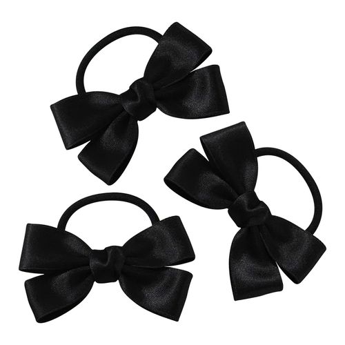 Lot De 3 Élastiques Casual Pour Cheveux Avec N?ud En Satin Délicat Noir