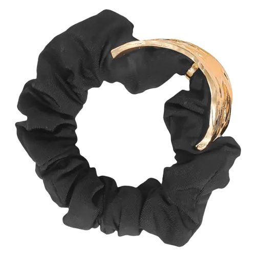 Chouchou Classique Pour Cheveux En Satin À Manchon Doré Chic Noir
