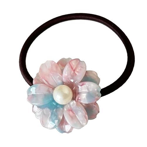 Élastique Casual Pour Cheveux À Fleur Cristalline Perlé Délicat Rose Et Bleu