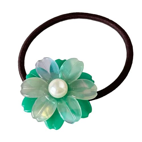 Élastique Casual Pour Cheveux À Fleur Cristalline Perlé Délicat Vert