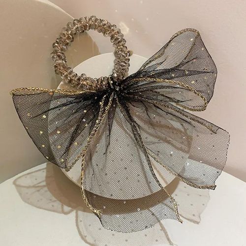 Chouchou Chic Pour Cheveux En Perles Et N?ud Impérial Raffiné Noir
