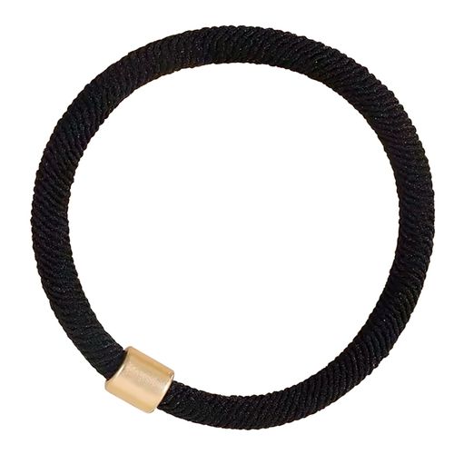 Élastique Torsadé Pour Cheveux Avec Embout Doré Minimaliste Noir