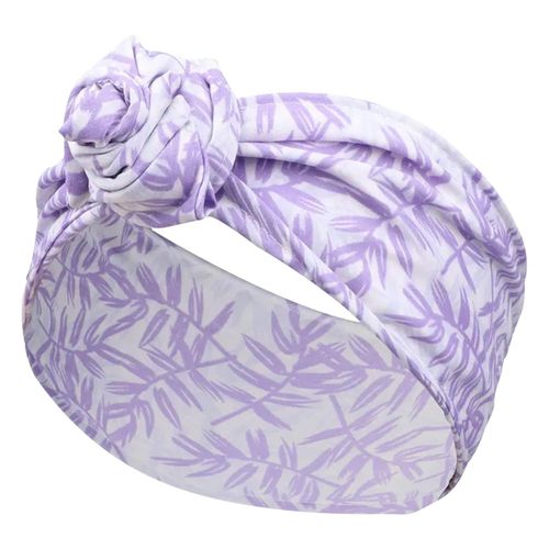 Bandeau Style Turban Pour Cheveux En Coton Imprimé Feuillages Tropical Violet