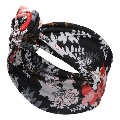 Bandeau Style Turban Pour Cheveux En Coton Fleuri Printanier Noir Et Blanc