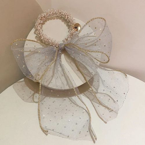 Chouchou Chic Pour Cheveux En Perles Et N?ud Impérial Raffiné Blanc