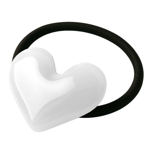 Élastique Casual Pour Cheveux À Manchon Poli C?ur D'opaline Gracieux Blanc