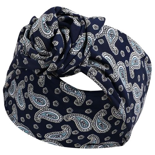 Bandeau Style Turban Pour Cheveux En Coton Imprimé Paisley Rétro Bleu