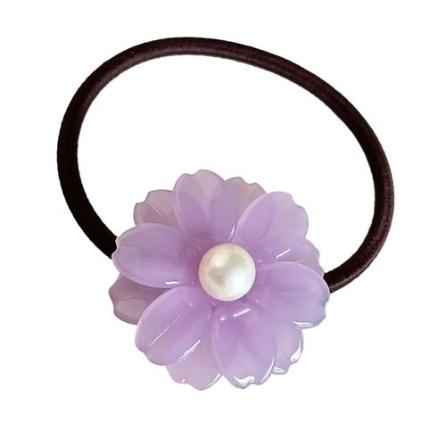 Élastique Casual Pour Cheveux À Fleur Cristalline Perlé Délicat Violet