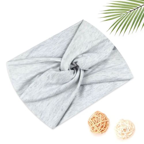 Bandeau Croisé Pour Cheveux En Coton Doux Uni Raffiné Gris Clair
