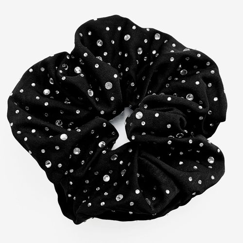 Chouchou Classique Pour Cheveux En Satin Cristal Pailleté Glamour Noir