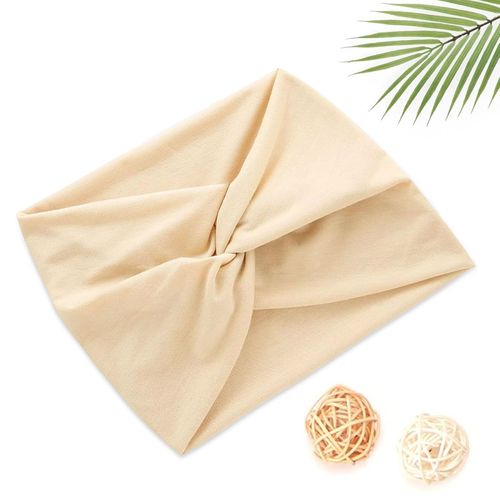 Bandeau Croisé Pour Cheveux En Coton Doux Uni Raffiné Blanc Crème
