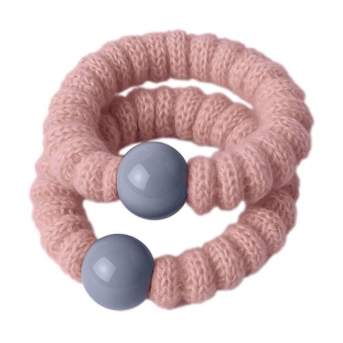 Duo De Chouchous Classique Pour Cheveux En Maille Avec Perle Minimaliste Rose
