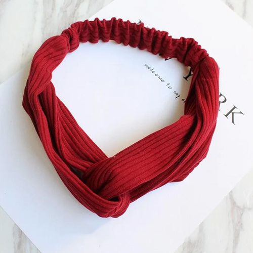 Bandeau Croisé Pour Cheveux En Maille Côtelée Unie Chic Bordeaux