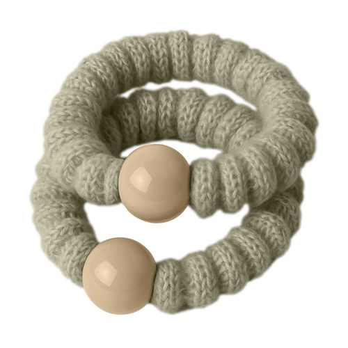 Duo De Chouchous Classique Pour Cheveux En Maille Avec Perle Minimaliste Vert
