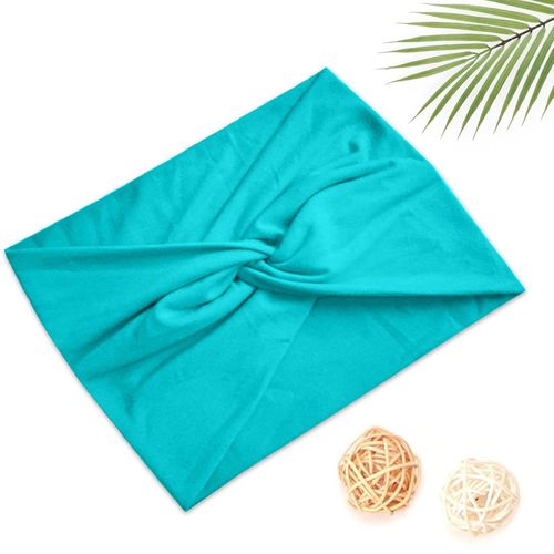 Bandeau Croisé Pour Cheveux En Coton Doux Uni Raffiné Turquoise