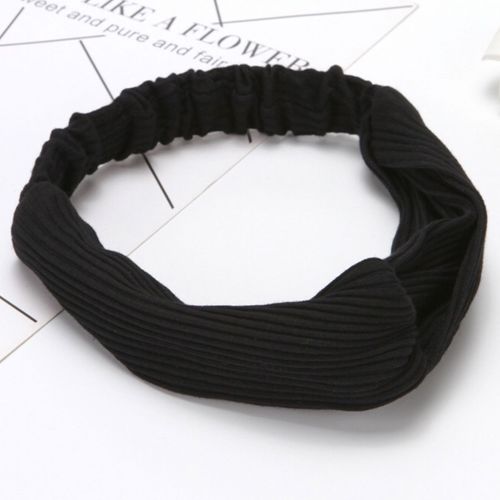 Bandeau Croisé Pour Cheveux En Maille Côtelée Unie Chic Noir