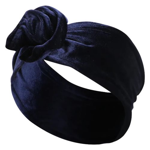 Bandeau Style Turban Pour Cheveux Casual En Velours Uni Moderne Bleu Marine