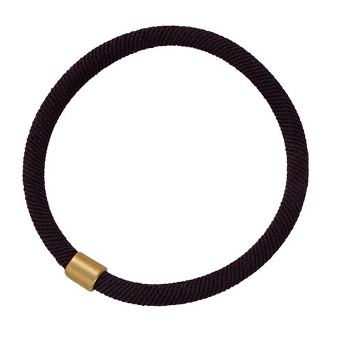 Élastique Torsadé Pour Cheveux Avec Embout Doré Minimaliste Marron Foncé