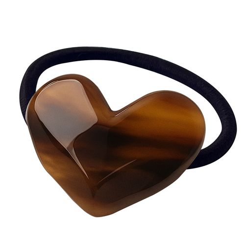 Élastique Casual Pour Cheveux À Manchon Poli C?ur D'opaline Gracieux Marron