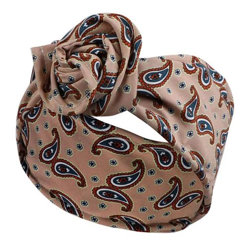 Bandeau Style Turban Pour Cheveux En Coton Imprimé Paisley Rétro Kaki