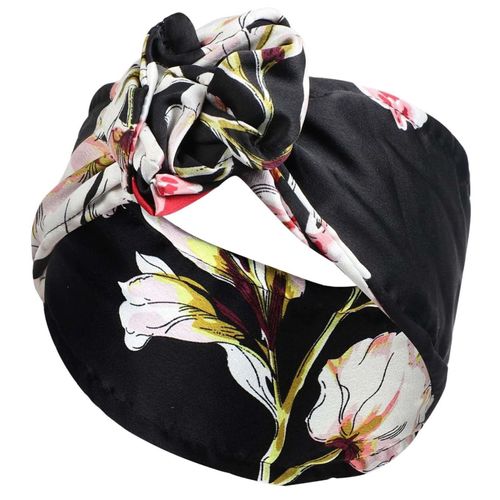 Bandeau Style Turban Pour Cheveux En Coton Fleuri Printanier Noir