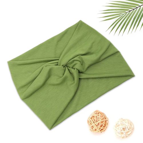 Bandeau Croisé Pour Cheveux En Coton Doux Uni Raffiné Vert Prairie