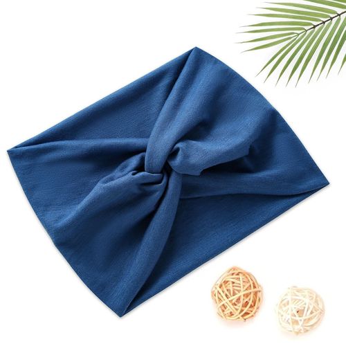 Bandeau Croisé Pour Cheveux En Coton Doux Uni Raffiné Denim